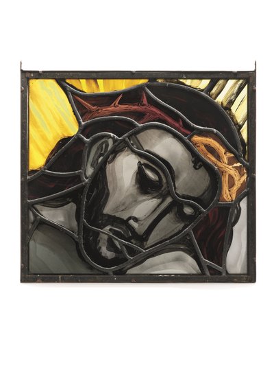 Hoofd van Christus, studie voor het Eton-raam, ca. 1952 (glas-in-loodraam, glas-in-lood en geschilderd) door Evie Hone