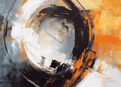 Abstracte cirkel in warme kleuren door F. Abderrahim