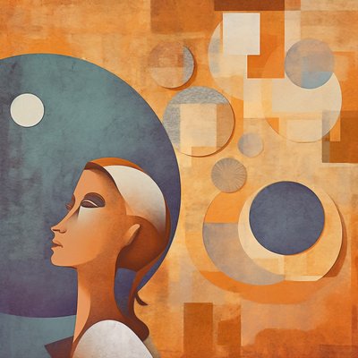 Abstract digitaal schilderij van een persoon die zich verveelt en overweldigd voelt door F. Abderrahim