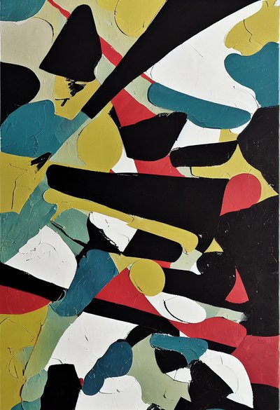 Abstract expressief penseelwerk door F. Abderrahim