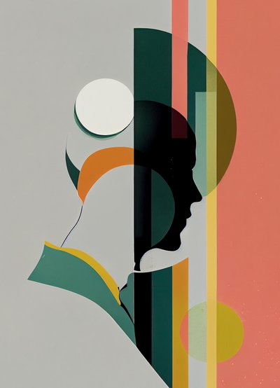 Abstract minimalistisch mannenportret door F. Abderrahim
