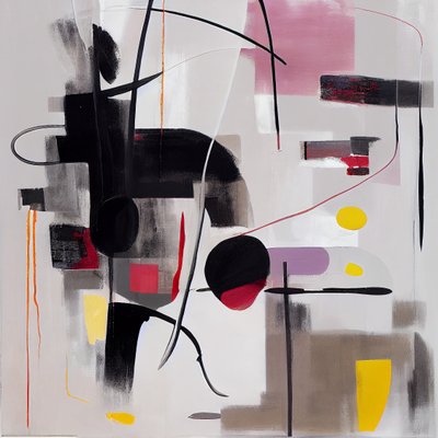 Abstract vierkant schilderij door F. Abderrahim