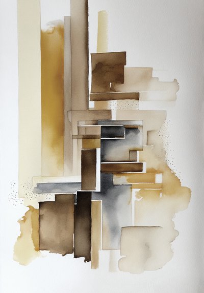 Abstracte aquarelschilderijen door F. Abderrahim