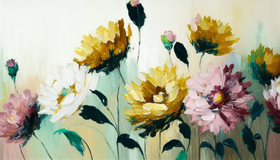 Bloemen stilleven op horizontaal canvas door F. Abderrahim