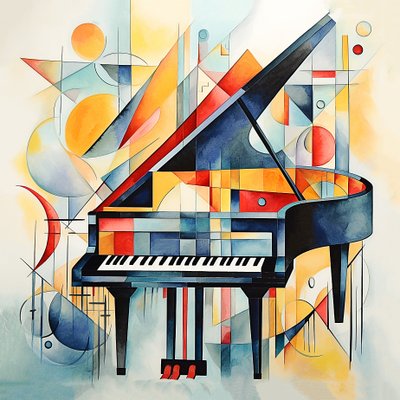 Kandinsky abstracte stijl, Abstracte pianotoetsen, hal & woonkamer muurdecoratie door F. Abderrahim