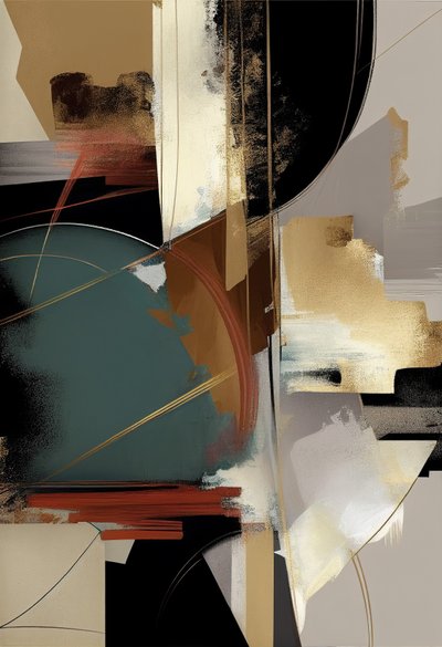 Moderne abstracte schilderij door F. Abderrahim