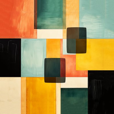 abstracte vierkante composities schilderij patroonontwerp, Muurkunst | Canvasafdrukken door F. Abderrahim