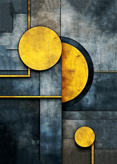 Kakofonie van abstracte geometrische vormen, muurkunst print door F. Abderrahim