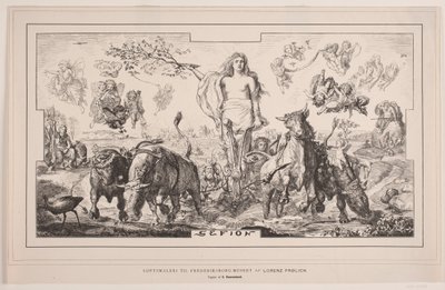 Gefion, plafondschildering voor het Frederiksborgmuseum door Lorenz Frølich door F. Hendriksen
