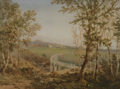Een uitzicht op dezelfde spoorwegviaduct van bovenaf gezien door F. S. Cook