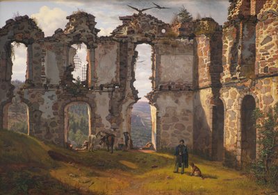 De ruïnes van Brahehus bij Jönköping, Zweden door F. Sødring