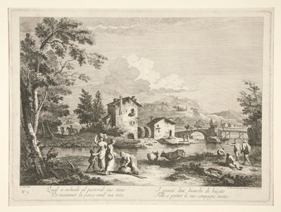 Landschap met ruïnes, uit een serie van 4 door Fabio Berardi