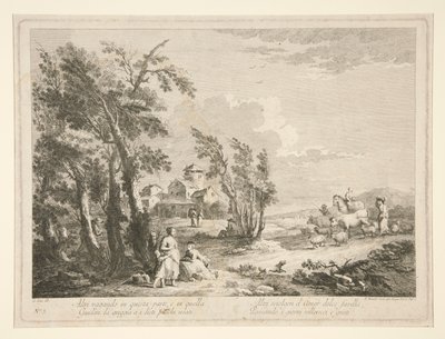Landschap met Ruïnes, uit een serie van 4 door Fabio Berardi