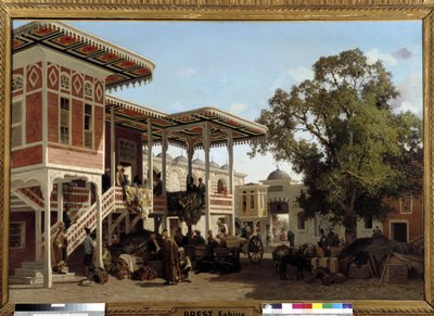 Een karavanserai (of karavaan) in Trebizonde door Fabius Brest