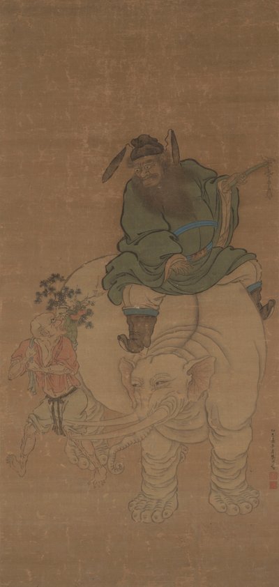 Zhong Kui rijdt op een olifant door Fan Yi