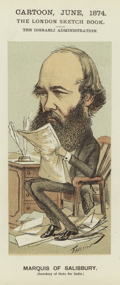 Karikatuur van de Markies van Salisbury (kleur litho) door Faustin (b.1847)