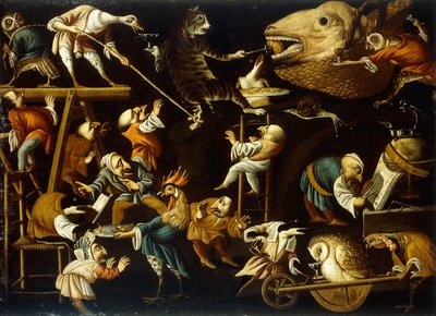 Denkbeeldige Dieren en Dwergen die Vechten, Drinken en Feesten door Faustino Bocchi or Boccasi