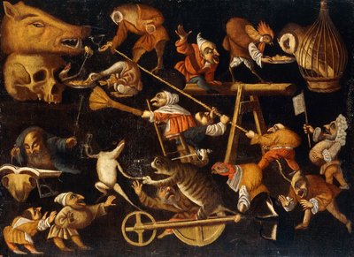 Denkbeeldige Dieren en Dwergen die Vechten, Drinken en Feesten door Faustino Bocchi or Boccasi