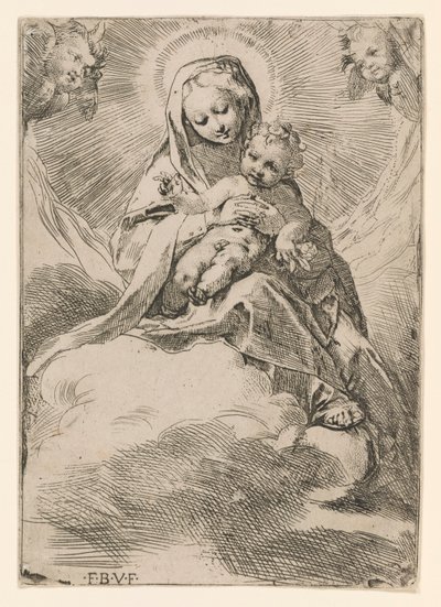 Maagd en kind in de wolken door Federico Barocci