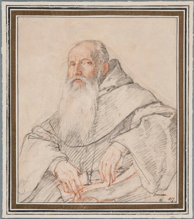 Portret van een bebaarde monnik door Federico Zuccaro