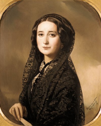 Portret van de Spaanse dichter Carolina Coronado door Federico de Madrazo y Kuntz