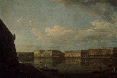 Uitzicht op de Paleiskade vanaf de St. Petrus en St. Paulusvesting, 1794 door Fedor Yakovlevich Alekseev