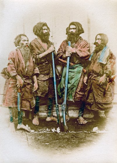 Groep Ainu-mensen, Japan door Felice Beato