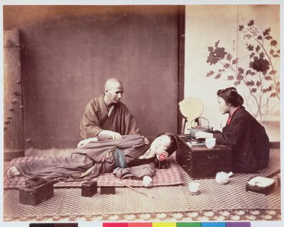 Japanse masseur, ca. 1890 (albumineprint) door Felice Beato