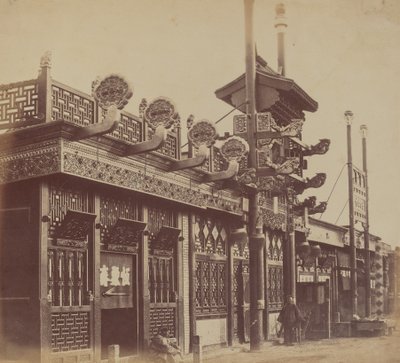 Winkels en Straat, Chinese Stad van Peking, Oktober 1860 door Felice Beato