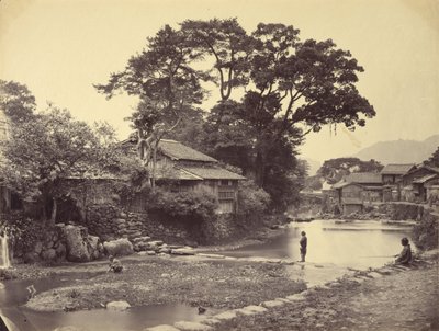 Uitzicht in de inheemse stad, Nagasaki door Felice Beato