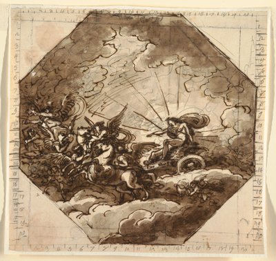 Apollo in zijn Strijdwagen met Aurora, Sala Ottogonale, Palazzo Milzetti, Faenza door Felice Giani