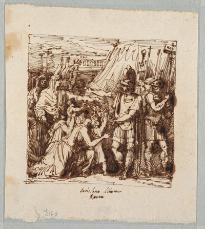 Coriolanus stemt in met het opheffen van het beleg van Rome door Felice Giani