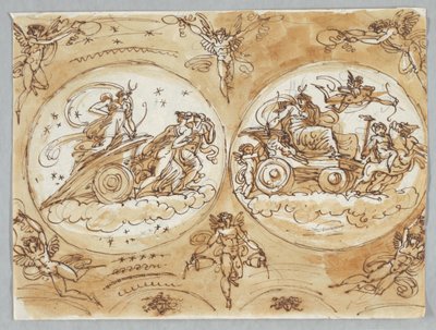 Ontwerp met klassieke en gevleugelde figuren door Felice Giani