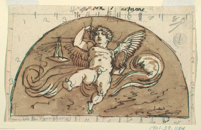 Weegschaal, Lunet voor Plafond, Sala Ottagonale, Palazzo Milzetti, Faenza door Felice Giani