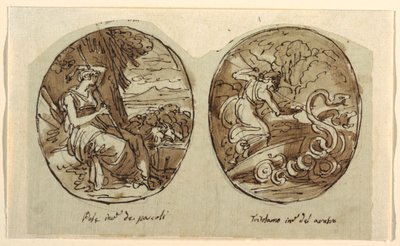 Pales, Triptolemus, decoratie voor een gewelf, Sala dei Legislatori, Palazzo Conti-Sinibaldi door Felice Giani