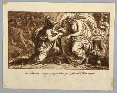Blad uit een Schetsboek: Minerva Vraagt Jupiter om het Geluk van Ulysses of Minerva Vraagt Jupiter naar het Lot van Ithaca door Felice Giani