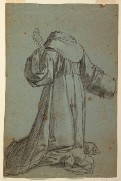 Blad met schets van een monnik door Felice Giani