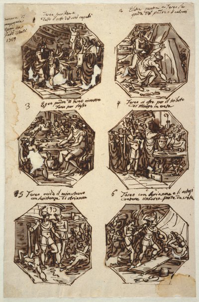 Zes Theseus-onderwerpen voor het Palazzo Gaddi, Forli door Felice Giani