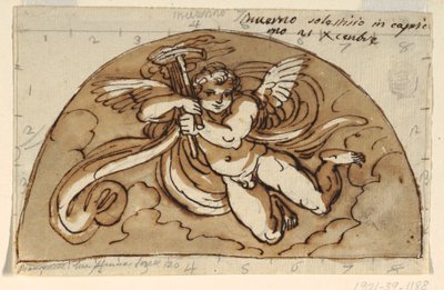 Winter, Lunet voor plafond van Sala Ottagonale, Palazzo Milzetti, Faenza door Felice Giani