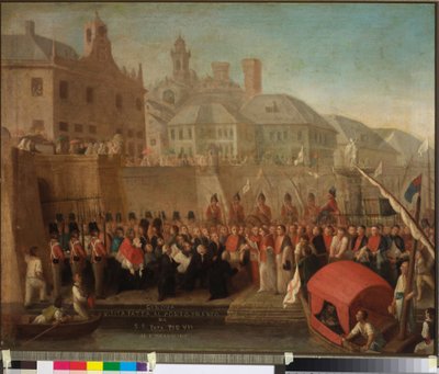 Bezoek aan de vrije haven van Genua door H.S. Paus Pius VII, c.1818 door Felice Guascone