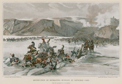 Vernietiging van de terugtrekkende Russen bij het Satschanmeer door Felicien baron de Myrbach Rheinfeld