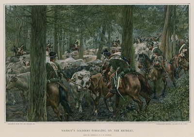 Marbots soldaten op zoek naar voedsel tijdens de terugtocht door Felicien baron de Myrbach Rheinfeld