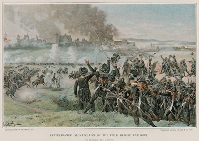 Heroptreden van Napoleon op het veld voor Ratisbon door Felicien baron de Myrbach Rheinfeld