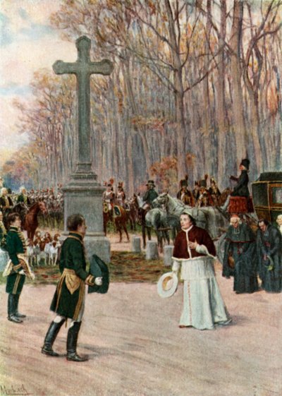 De Ontmoeting van Napoleon en de Paus in Fontainebleau door Felicien baron de Myrbach Rheinfeld