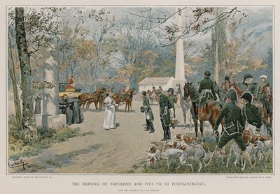 De ontmoeting van Napoleon en Pius VII in Fontainebleau door Felicien baron de Myrbach Rheinfeld