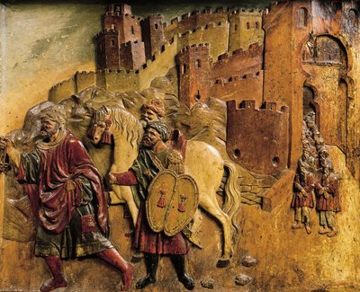 Boadbil, laatste moslimkoning, verlaat Granada in 1492 na het overhandigen van de sleutels van de stad door Felipe Bigarny or Vigarny