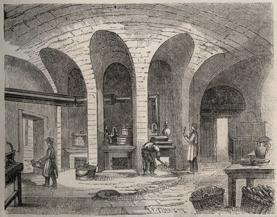 Parijs - Gevangenis de la petite Roquette (gevangenis voor vrouwen en tieners) - De Keukens - Gravure door na Felix Thorigny - in Le Monde Illustre van juli 1865 door Felix (after) Thorigny