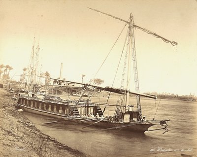 Egyptische boot op de Nijl, in Egypte door Félix Bonfils