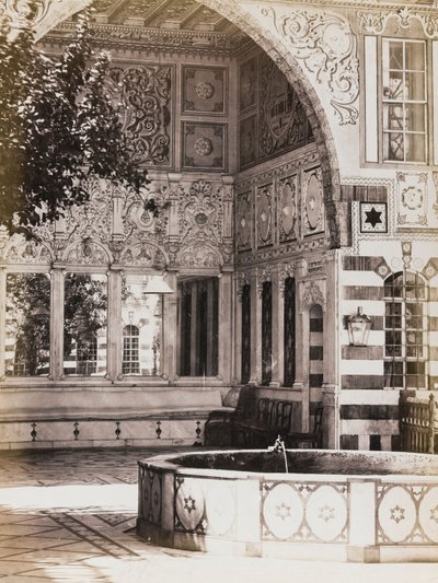 Binnenplaats van het Stambouli-huis, Damascus door Félix Bonfils