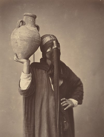 Waterdrager in Caïro, ca 1870 (foto) door Félix Bonfils